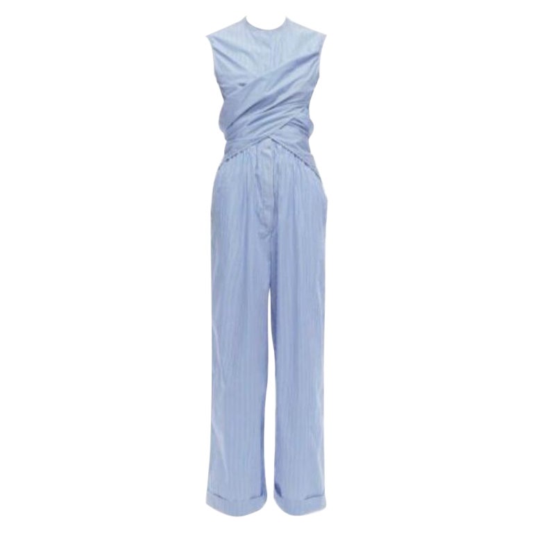 10 CORSO COMO combinaison à rayures bleues et blanches à jambe large S en vente