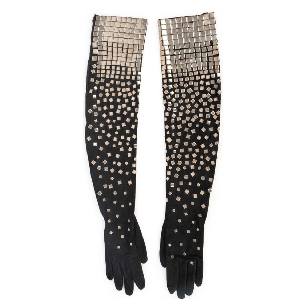 Claude Montana Black Inside-Out Leather Gloves For Sale