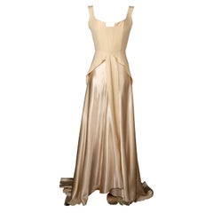 Ocimar Versolato Long Off-white Satin Evening Dress