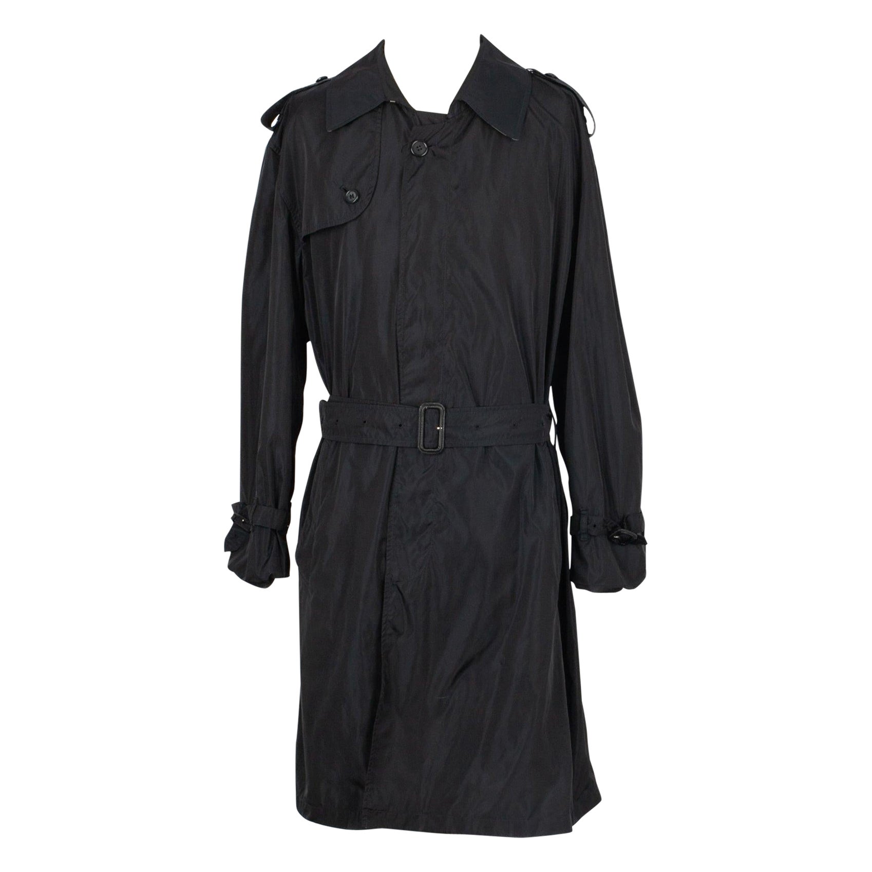 Burberry Black Men's Trench Coat With A Belt For Sale