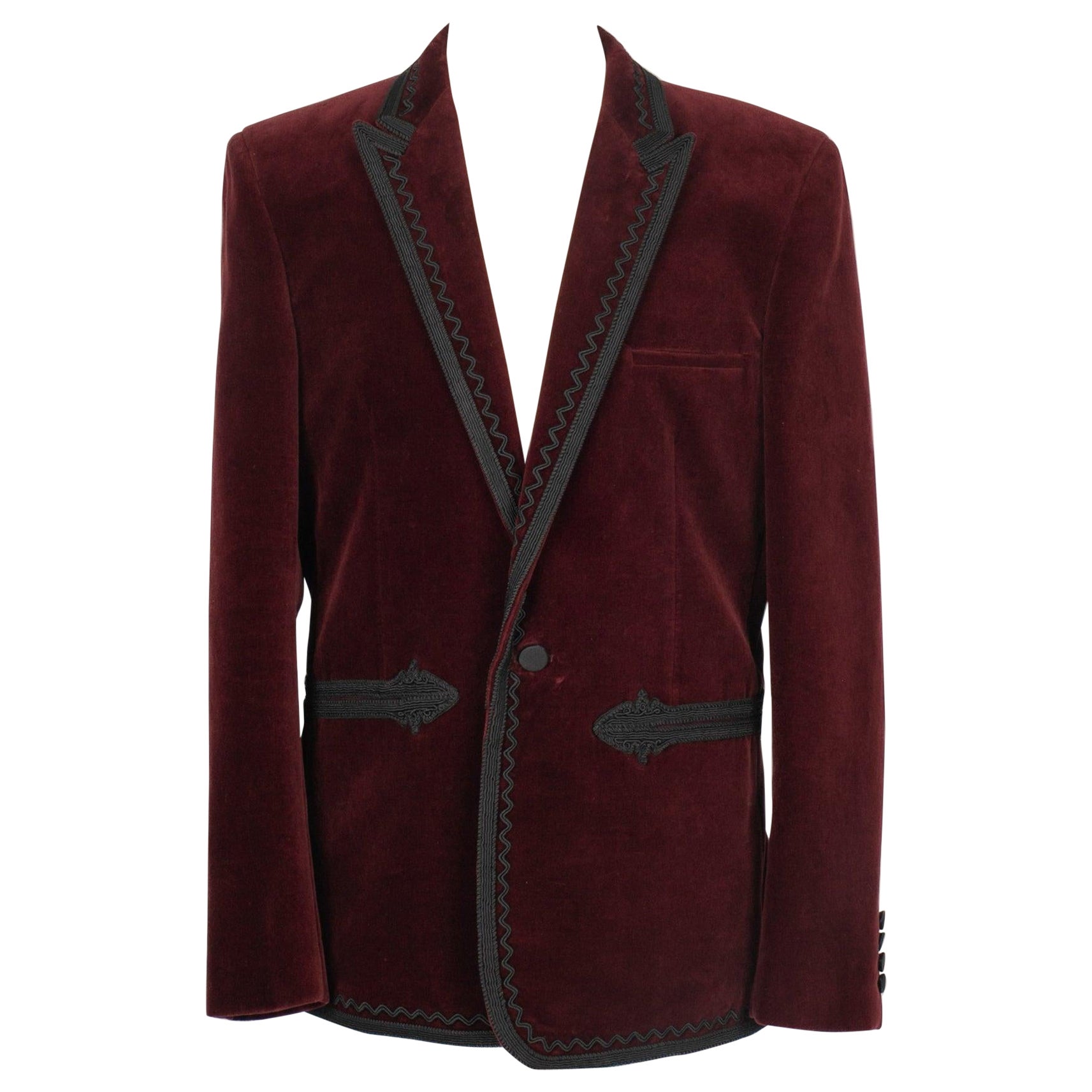 Saint Laurent Men's Burgundy Velvet Jacket For Sale