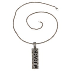 Chanel Silvery Metal Necklace with a Swarovski Rhinestone Pendant, Fall 2003