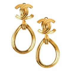 Chanel Golden Metal Clip-On Earrings, 1996