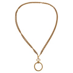 Chanel Magnifying Glass Golden Metal Necklace, 1982