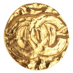 Chanel Beaten Golden Metal Brooch, 1995