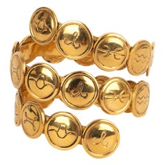 Chanel Astrology Golden Metal Spiral Bracelet, 1990s