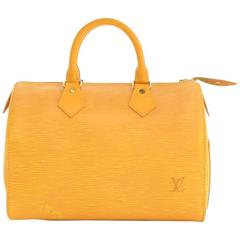 Vintage Louis Vuitton Speedy 25 Yellow Epi Leather City Hand Bag Vintage Louis Vuitton Speedy 25 Yellow Epi Leather City Hand Bag