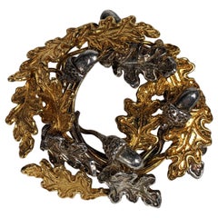 Sterling Vermeil Acorn Wreath Brooch