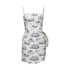REFORMATION Tabatha blue white linen Toile de Jouy print dress US2 S