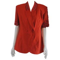 Luca Giordani orange linen beads Jacket 9