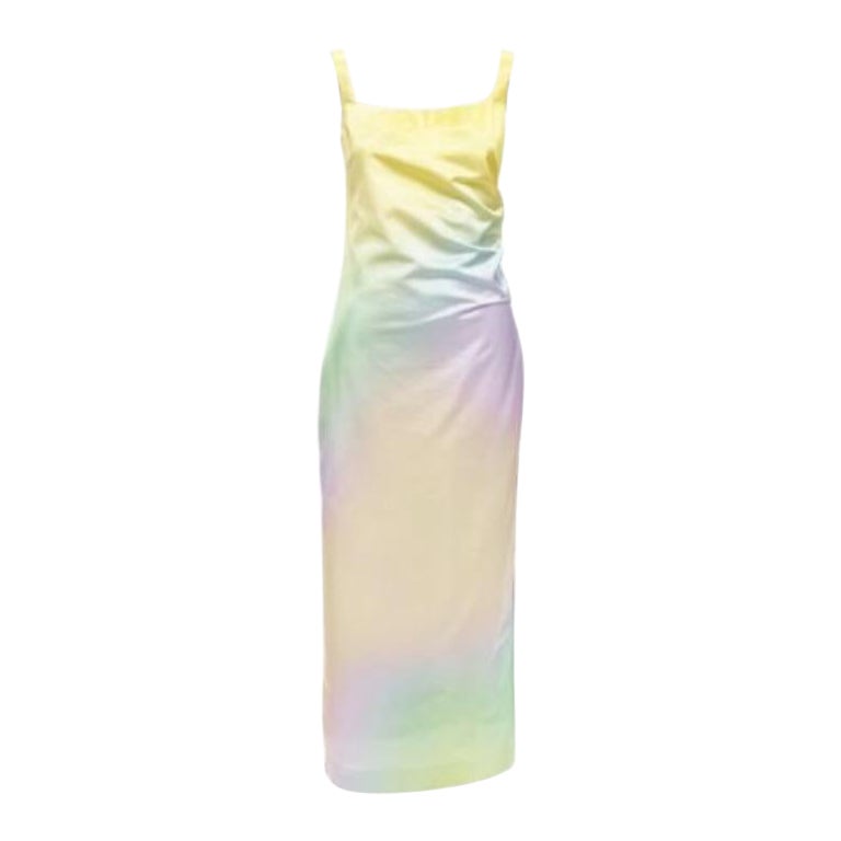 MERYLL ROGGE 2021 Runway pastel rainbow ombre rainbow draped side dress FR36 S For Sale