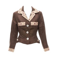 VOYAGE INVEST IN THE ORIGINAL LONDON Beige Stickerei Perlen Braun Blazer M