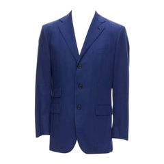 DRAKE'S Loro Piana wool navy blue flap pockets single breasted blazer IT50 L