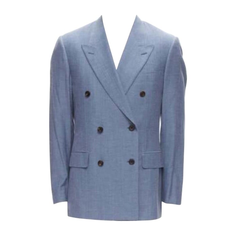 KINGSMAN blue wool cotton double breasted blazer jacket IT50 L