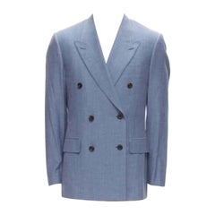 KINGSMAN blue wool cotton double breasted blazer jacket IT50 L