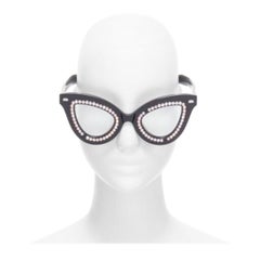 GENTLE MONSTER Pushbutton Swarovski Katzenauge Schwarze Kristall-Sonnenbrille