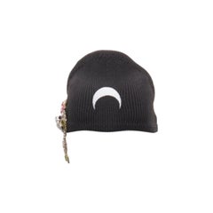 MARINE SERRE Black Moon logo jewel brooch ribbed headband