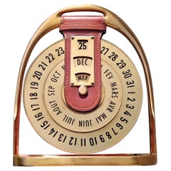 Hermès Stirrup Shaped Perpetual Calendar Ephemeris Metal and Leather