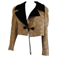 Vintage 1970s Loretta di Lorenzo Gold and black Velvet Wool Silk Jacket
