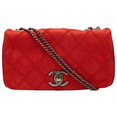 2010s Chanel Red Ultimate Quilt Velvet Calfskin Single Flap Bag