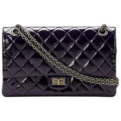 2010s Chanel Deep Purple Aged Patent 2.55 Reissue 226 Double Flap Bag