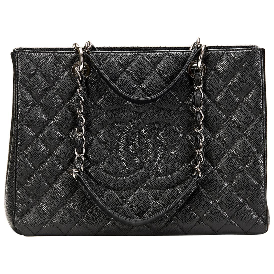 2012 Chanel Black Caviar Leather Grand Shopping Tote GST