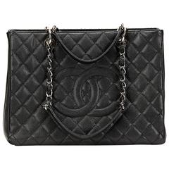 Used 2012 Chanel Black Caviar Leather Grand Shopping Tote GST