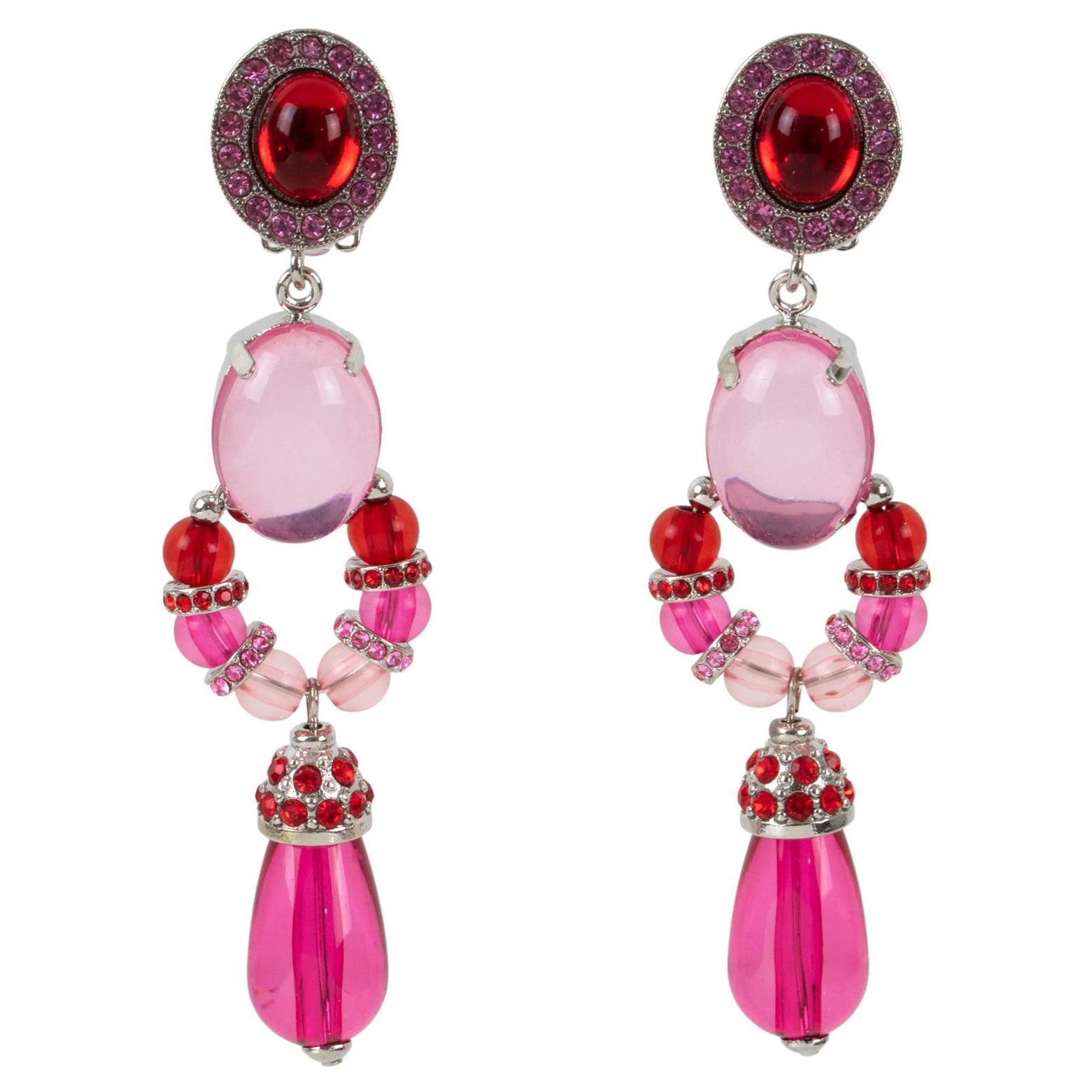 Carlo Zini Milano Pink Jeweled Earrings