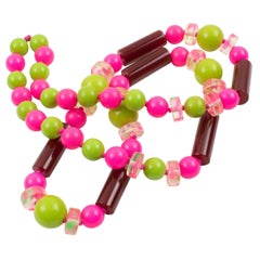 Collana multicolore extra lunga in bachelite e lucite