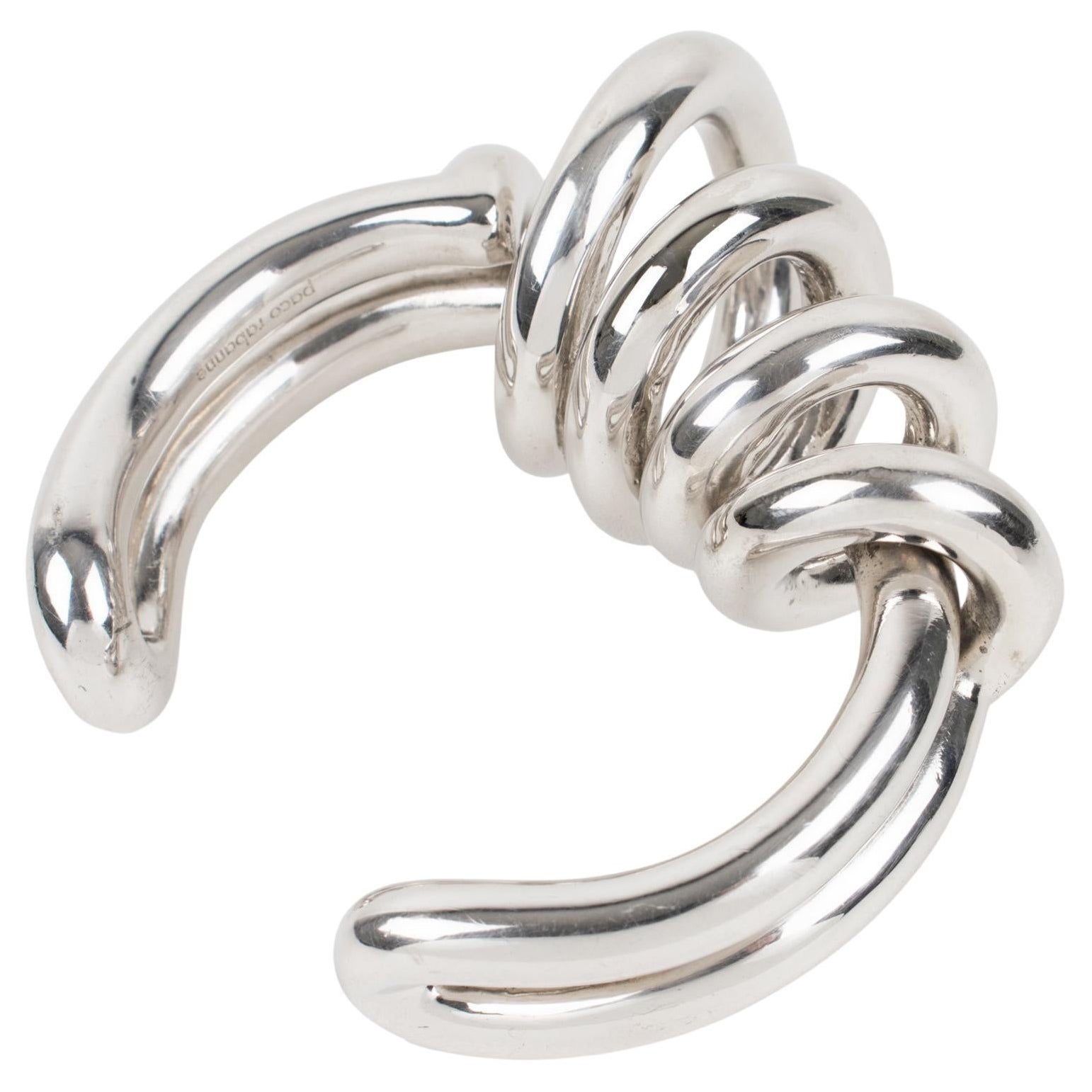 Paco Rabanne Bracciale futuristico in metallo cromato Bangle Collezione Autunno 2014 in vendita
