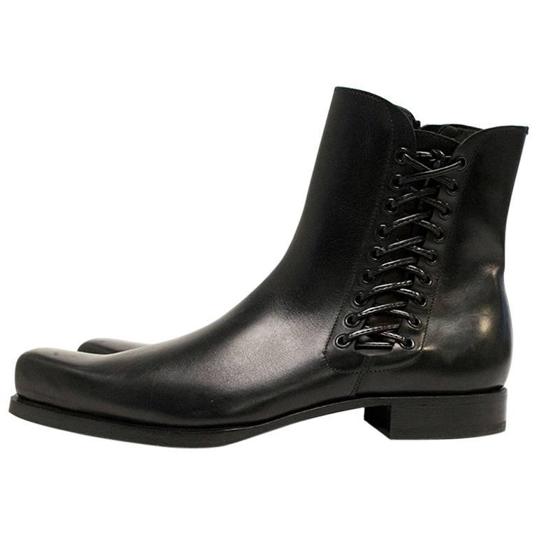 Sergio Rossi Black Leather Ankle Boots For Sale at 1stDibs