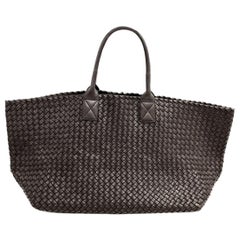 Bottega Veneta Cabat Large Intreccio Leather Tote Bag Chocolate Brown with Pouch