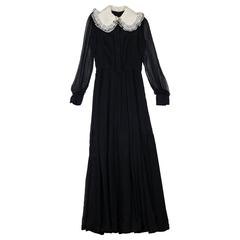 1980S Valentino Couture Black Silk Dress