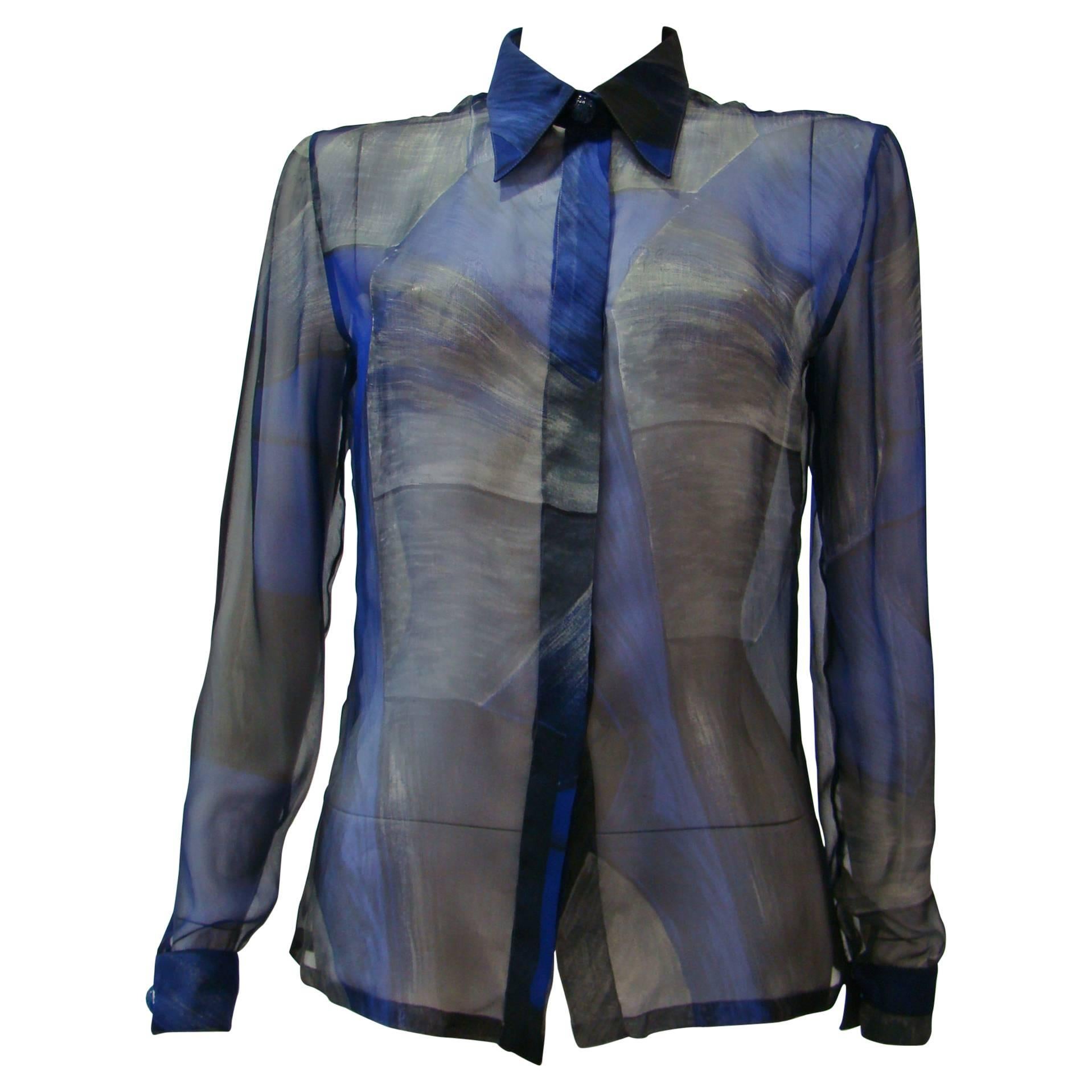 Rare Gianni Versace Couture Silk Printed Shirt For Sale
