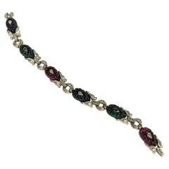 Rare Trifari Art Deco Fruit Salad Bracelet, Alfred Phillipe