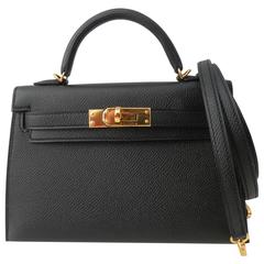 Hermes Kelly Bag Mini 20cm Black Epsom Gold Hardware