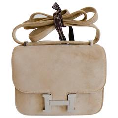 Hermes Constance Bag 18cm Doblis Suede Biscuit