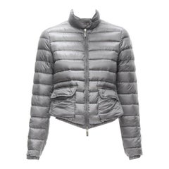 MONCLER Lans Giubbotto grigio in piuma d'oca imbottito US0 XS