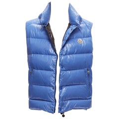 MONCLER Tib Gilet blau Daunen Feder hohen Hals gepolstert Pufferweste Jacke Größe3 M