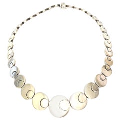 Stering Silver Hallmarked Geometric Link Necklace Retro