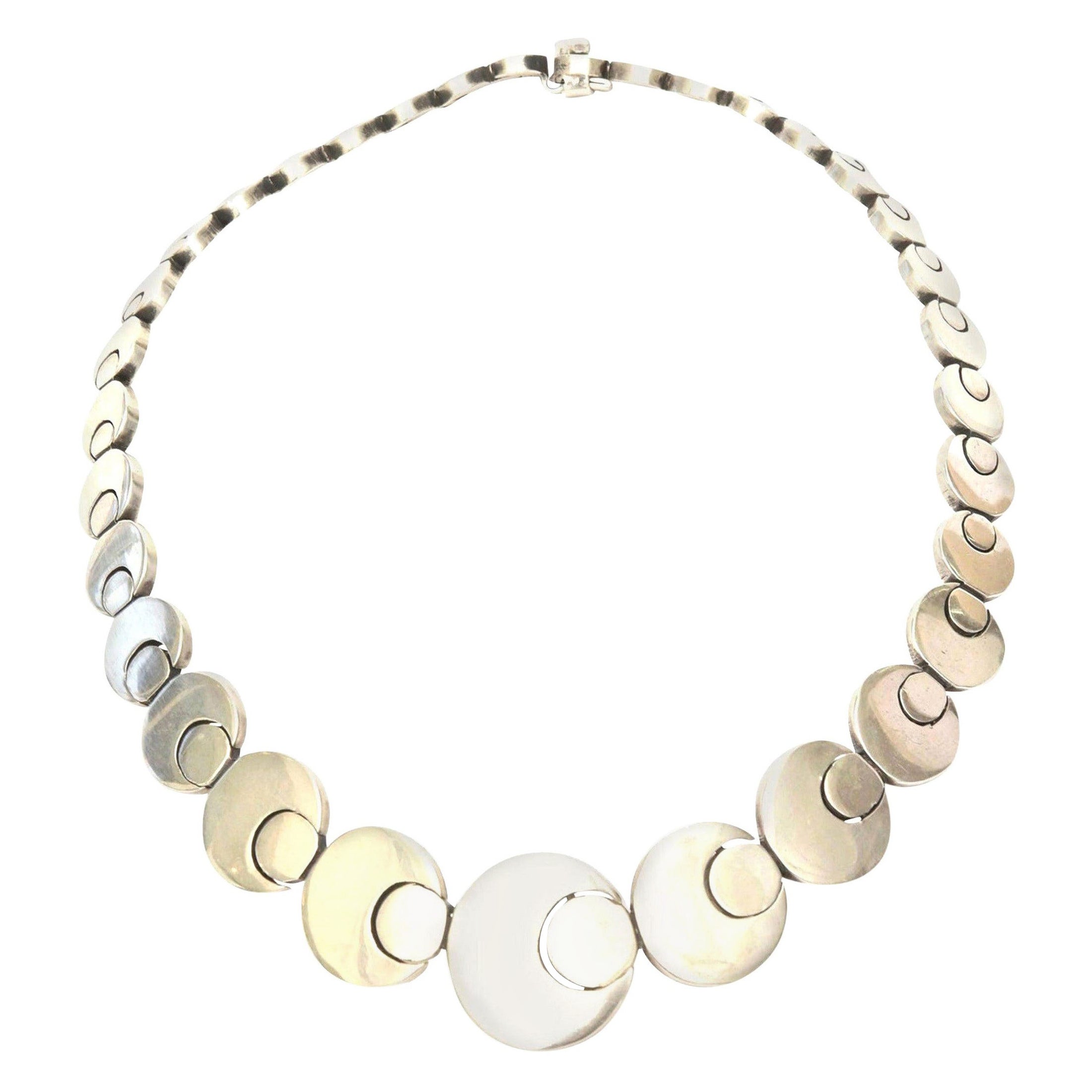 Stering Silver Hallmarked Geometric Link Necklace Vintage
