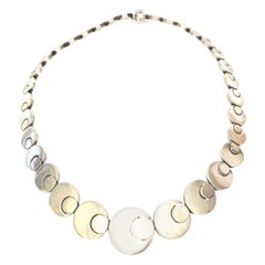 Stering Silver Hallmarked Geometric Link Necklace Vintage