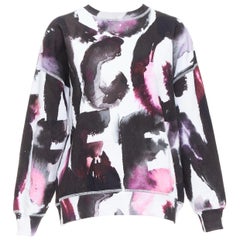 ALEXANDER MCQUEEN 2022 logo watercolor print long sleeve crew sweater IT38 XS
