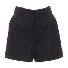 SAINT LAURENT 2019 Schwarze Schurwoll-Shorts mit hohem Bund FR36 XS