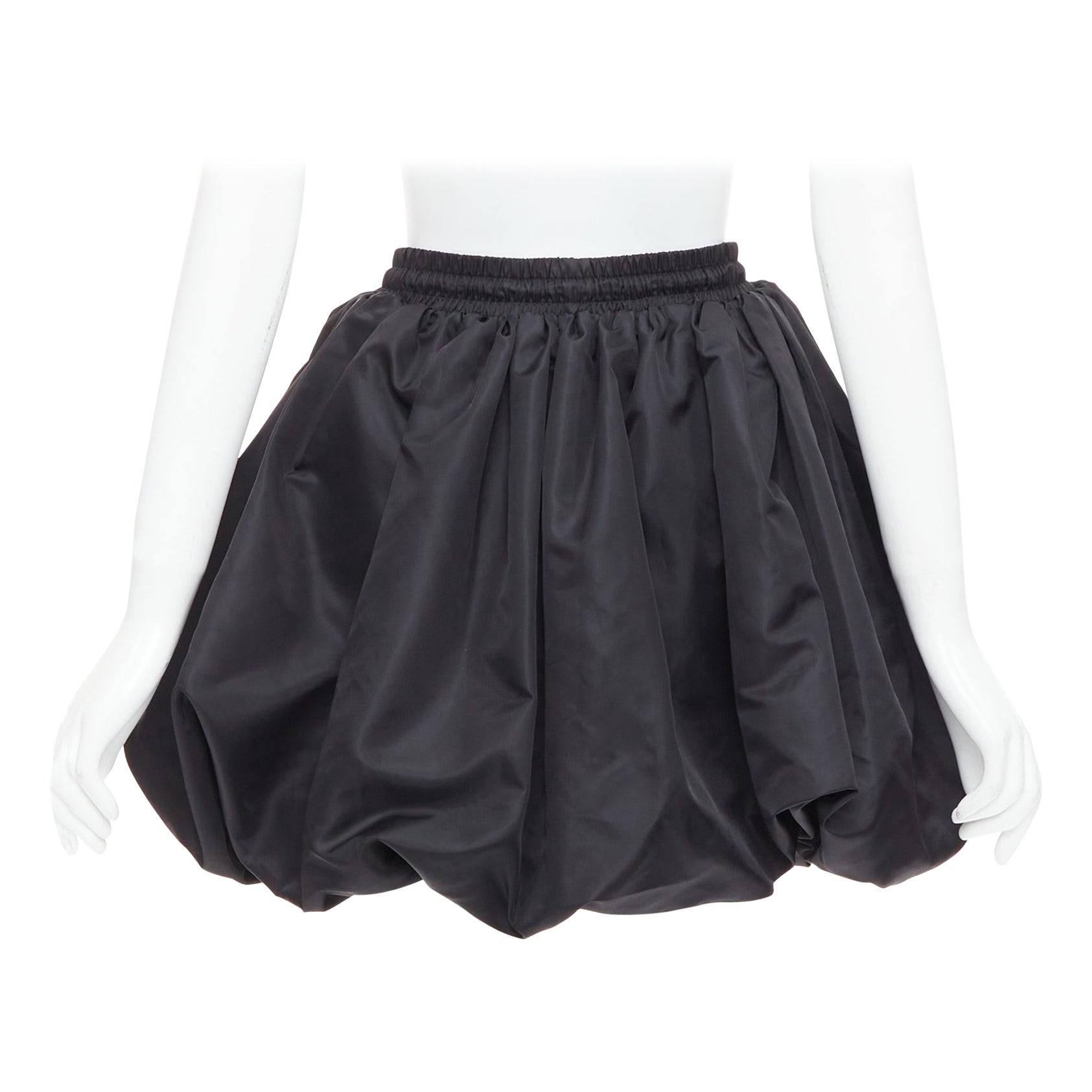 DAVID KOMA black nylon bubble silver drawstring puffball skirt UK6 XS For Sale