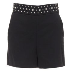 RED VALENTINO silberne Nietenblumen-Laserapplikation schwarze Shorts IT38 XS