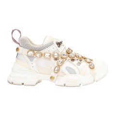 Zapatillas GUCCI Runway Flashtrek crema arnés cristal grueso EU39