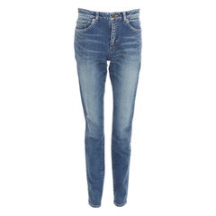 Saint Laurent D05 jeans classici a vita media affusolati blu lavato 29"