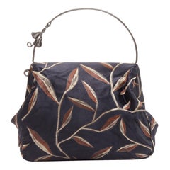 PRADA 1997 Vintage Runway Raso Calla Lily noir chinoiserie sac à poignée fleurie