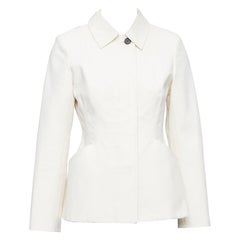 CHRISTIAN DIOR Bar Jacke Creme Baumwolle Mischung Leinwand Kontur Jacke FR36 S
